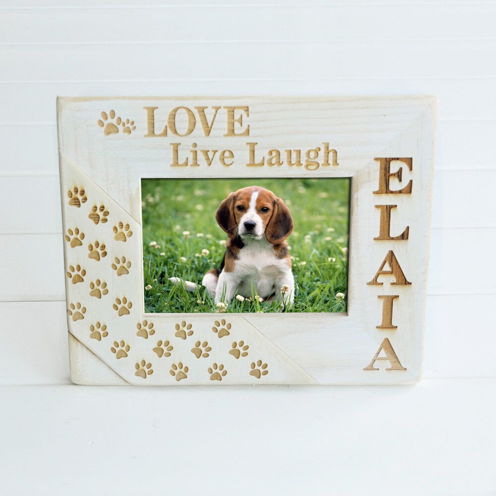 Personalize Pet Memorial Frame Pet Loss Frame Wood Engraved Frame Dog Paws Frame
