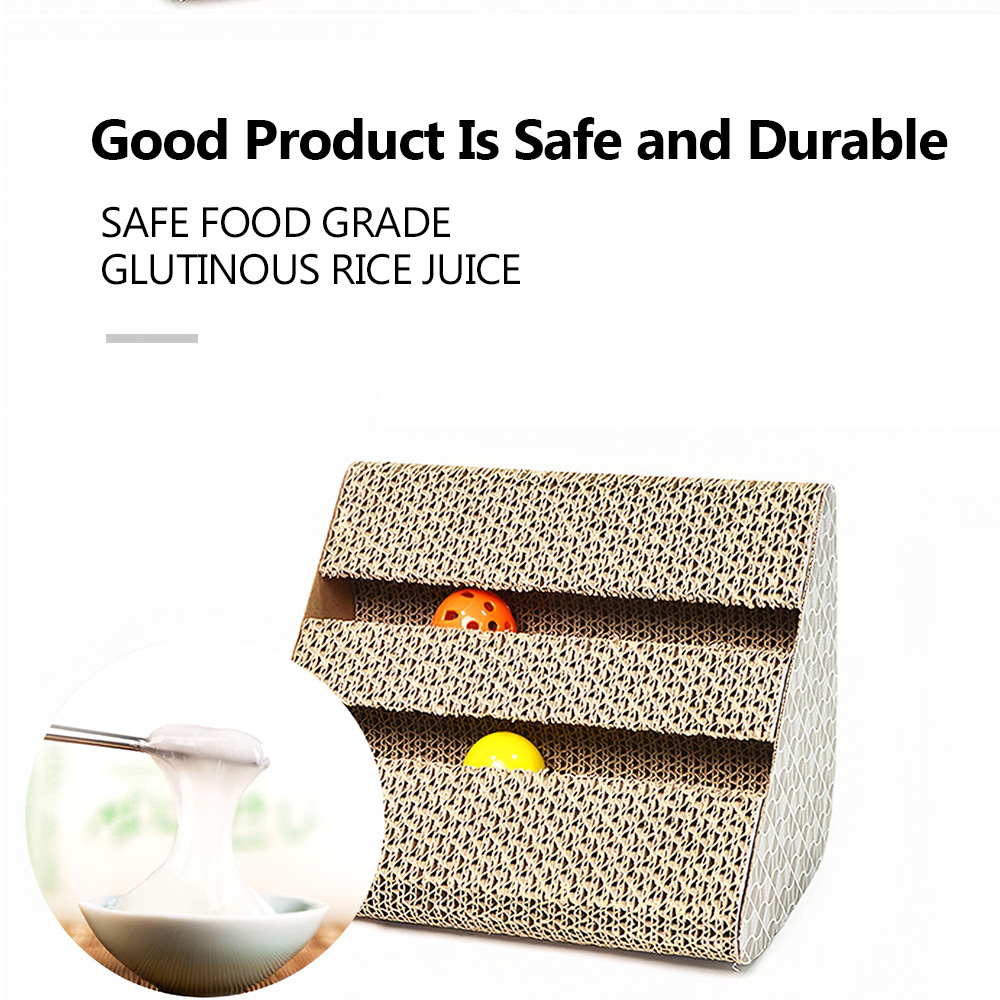 Ramp Cat Scratching Board Corrugated Cardboard with Bell Ball Cat Scratch Play Toy Pet Cat Scratcher Board Mat Claws Care