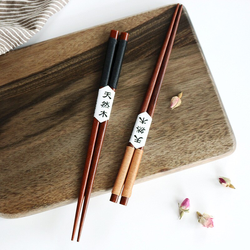 2 Pairs Handmade Japanese Natural Chestnut Wood Chopsticks Set Value kitchen accessories Dining Dinner Set Fast