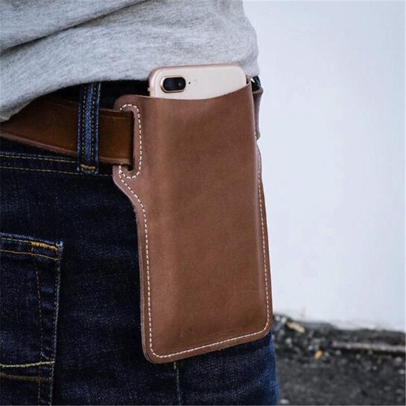 Mannen Mobiel Loop Holster Case Riem Taille Tas Rekwisieten Lederen Portemonnee Telefoon Portemonnee Case: Br
