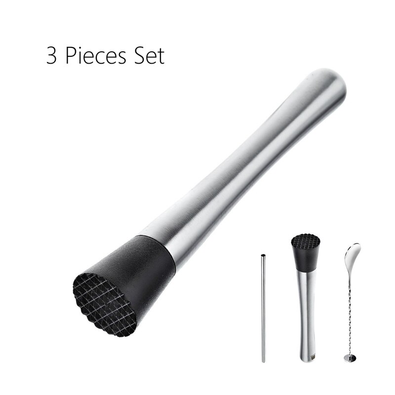 Premium rvs muddler set-deluxe rvs drink muddler, Menglepel & Stro Bar Set