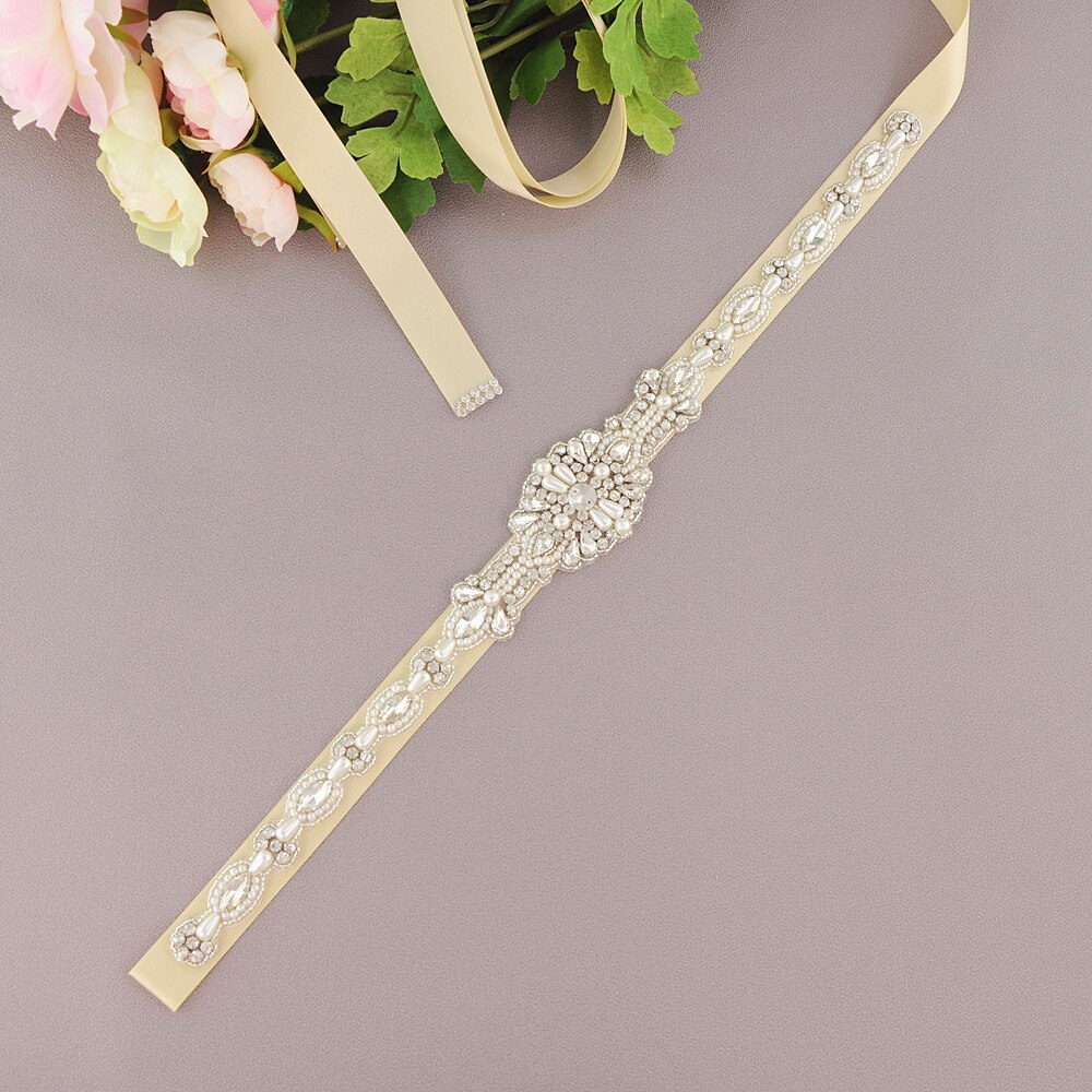 ZMS388 Rhinestone Belt Wedding Dress Belt Bridal Belt Wedding Accessories Mariage Sash Bridesmaid Belt Wedding Belt Women Belt: champagne