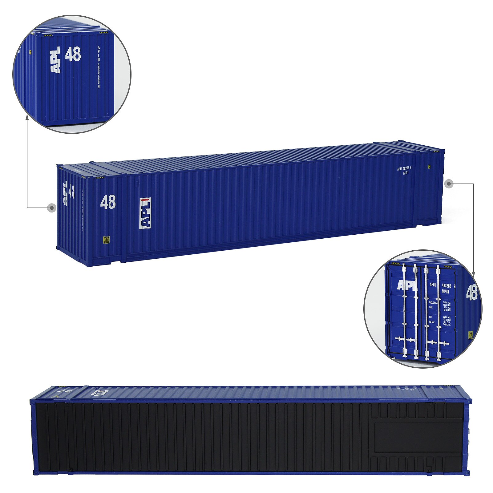 1pc HO Scale 1:87 48ft Container 48ft Containers Freight Car Model Trains Lot C8748 Railway Modeling: APL