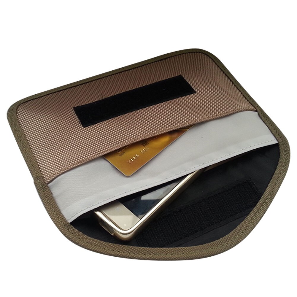 Solid Double Layer Signal Shielding Case Protective Cover Portable Phone Bag Universal Anti-radiation Anti-magnetic Accessories: Khaki