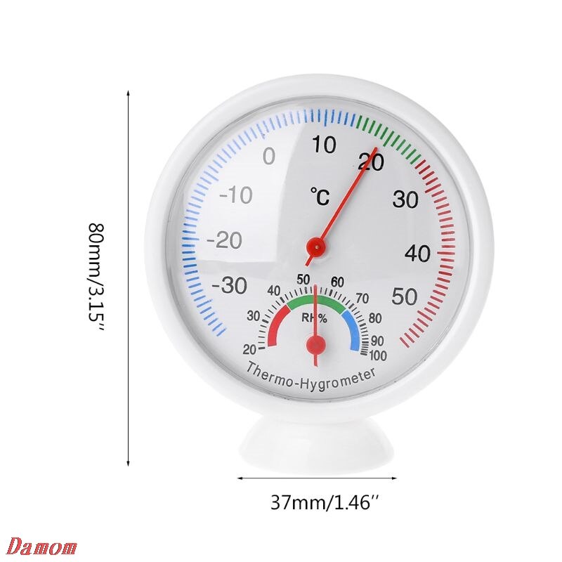 Indoor Outdoor Thermometer Humidity Meter Clock-shaped Temperature Hygrometer