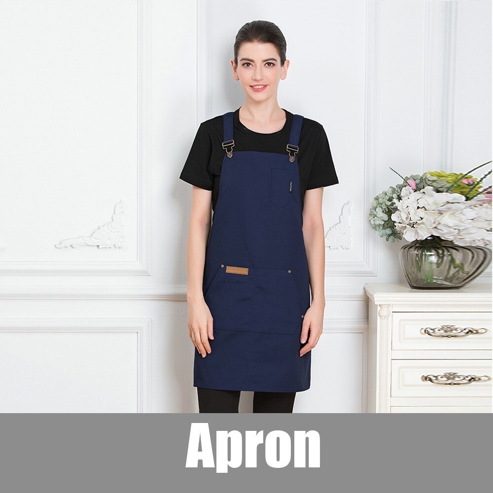 Verstelbare Chef Ober Uniform Schort Hotel BBQ Cafe Catering Food Service Restaurant Uniform Bakkerij Keuken Unisex Werk Schort: Navy Apron