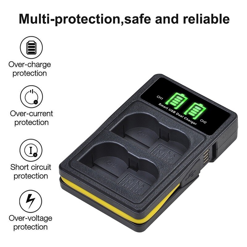 Batterie EN-EL15C EN-EL15B EN-EL15 + chargeur avec Port type-c, pour appareil photo Nikon Z5 D850 Z6 Z7 D780 D750 D810 D7000 D7500 Z6 ii