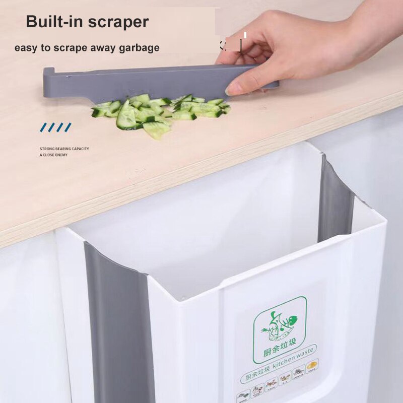 8/10L Foldable Trash Can For Kitchen Hanging Recycling Garbage Basket Cabinet Door Wall-mounted Kitchen Trash Can Toilet Bin