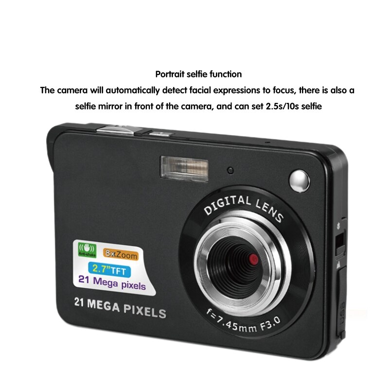 Digital Camera 21-Megapixel High-Definition Camera 720P Photo and Video One Machine Home Camera 2.7-Inch TFT LCD Display