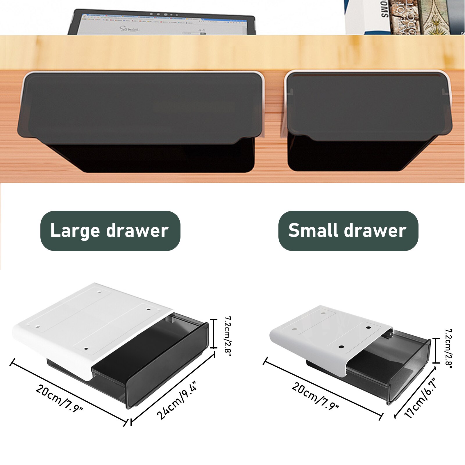 Under Desk Drawer Adhesive Storage Box For Office Pen Holder Hidden Sorting Box Kitchen Knife Fork Storage Tray Organizer