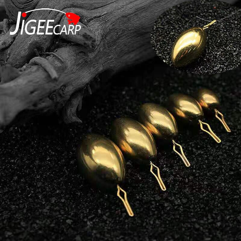 JIGEECARP 5pcs Fishing Bullet Weights Stainless Brass Slip Sinker For Hook Lure Texas Rig Non-Lead Brass Weight Sinker Accessory