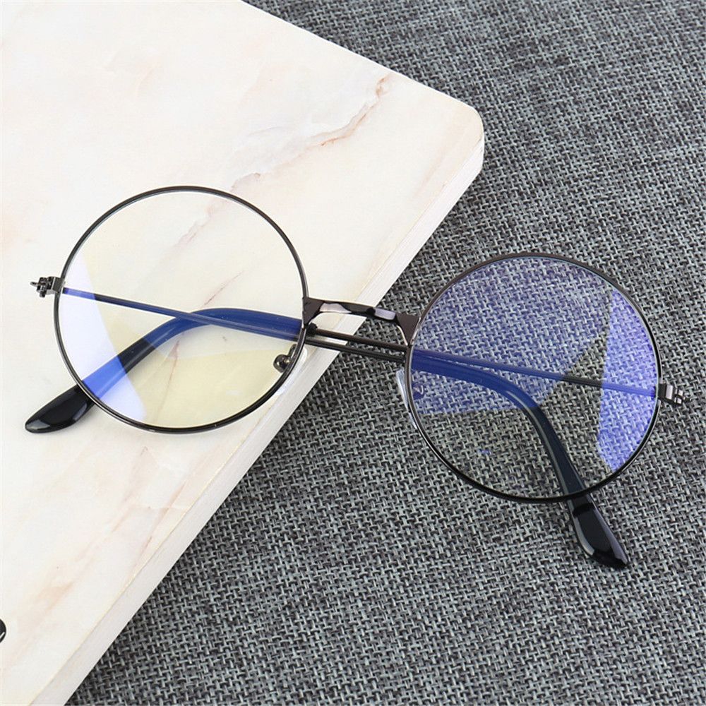 Retro Round Frame Anti-blue Radiation Glasses Ultralight Men Women Blue Light Blocking Glasses Eyewear Students: Anti-blue light gray