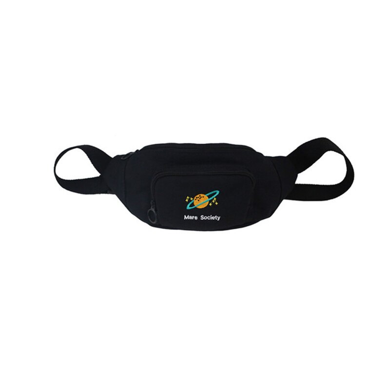 Mannen Taille Tas Voor Vrouwen Banaan Fanny Pack Canvas Riem Tassen Harajuku Borst Zakken Vrouwelijke Toevallige Bum Pack: Black fanny pack