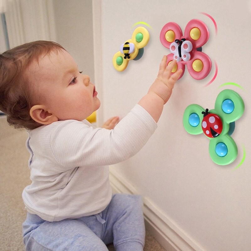 Baby Ring Drie Kleur Sucker Insect Turn Gelukkige Baby Bad Speelgoed