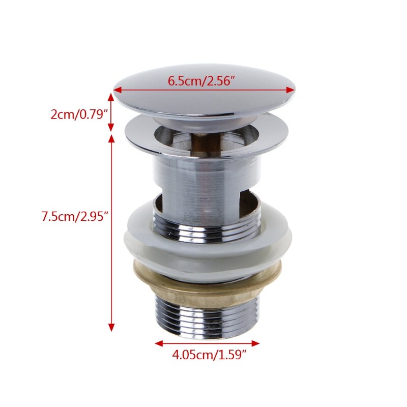 Bathroom Sink Drain Stopper Sink Tap Push Button Pop up Waste Plug Slotted Drain