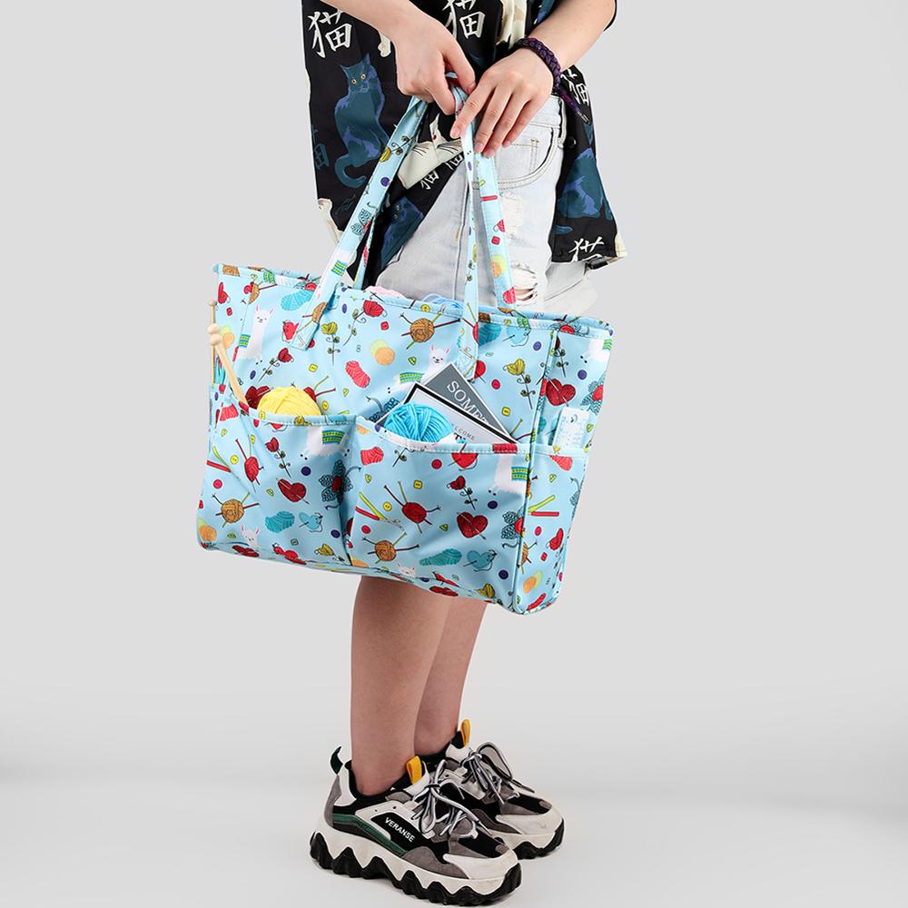 Embroidery Thread Storage Bag Large Capacity Knitting Crochet Hooks Organizer Thread Yarn Case Holder Sewing Tools Bag: 14x12x5.5cm