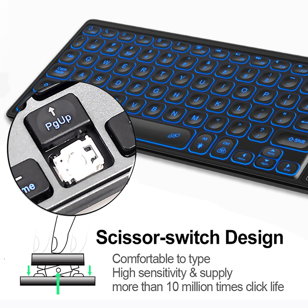 Backlight Bluetooth Draadloos Toetsenbord Met Touchpad Ergonomisch Toetsenbord Voor Android Windows Desktop Pc Tv Box 78 Toetsen