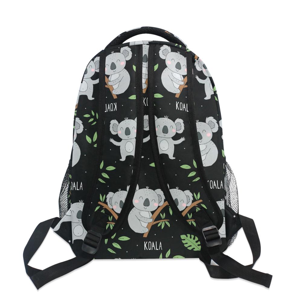 Sac à dos noir imprimé koala pour adolescents, pour garçons et filles, pour hommes et femmes