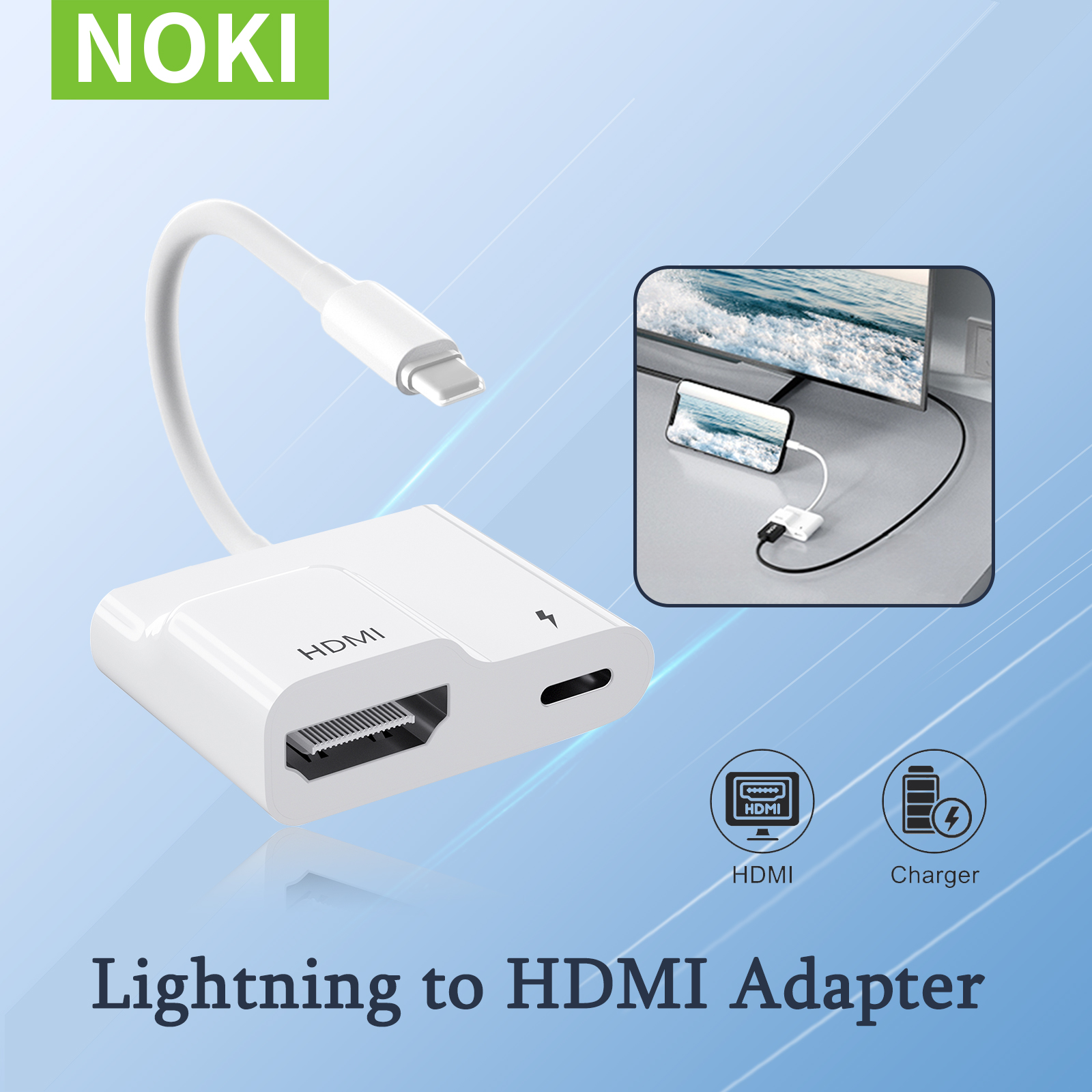 Lightning to HDMI Digital AV Adapter for iPhone 14/13/iPad to 1080P TV/Card Reader/USB/Ethernet Support Projector/Monitor