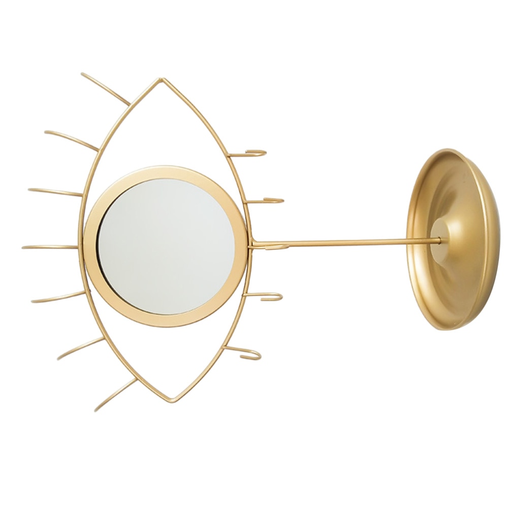 Gyldent øje formet jern kunst skrivebord makeup spejl piger soveværelse desktop makeup spejl desktop spejl