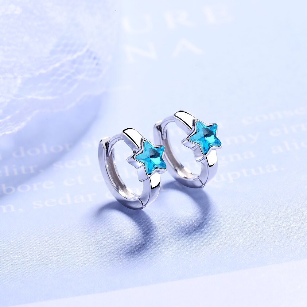 Baby Princess Blue Crystal Zircon orecchino a cerchio a stella carino per bambina ragazza donna bellissimo anello Huggies orecchino corea gioielli Arete