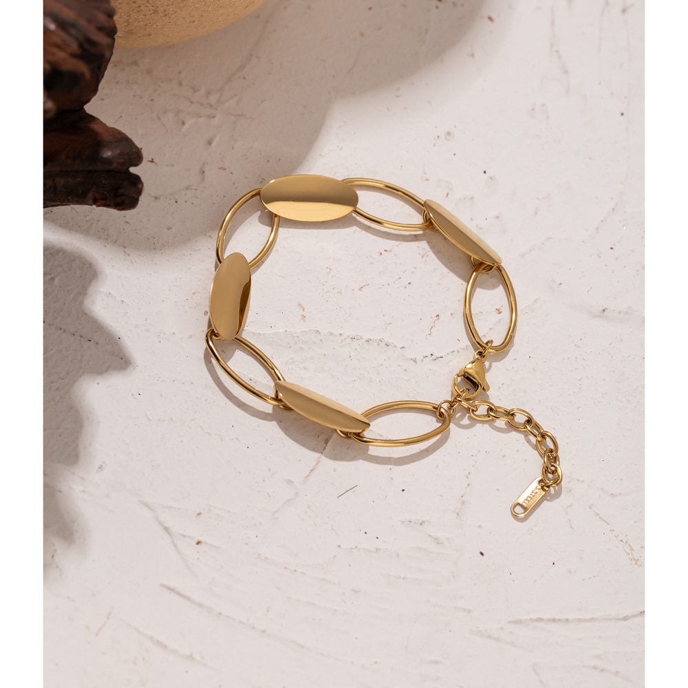 Pulsera Yhpup de acero inoxidable para mujer, joyería de Color dorado, único y , para verano, con estilo, geométrico, para mujer