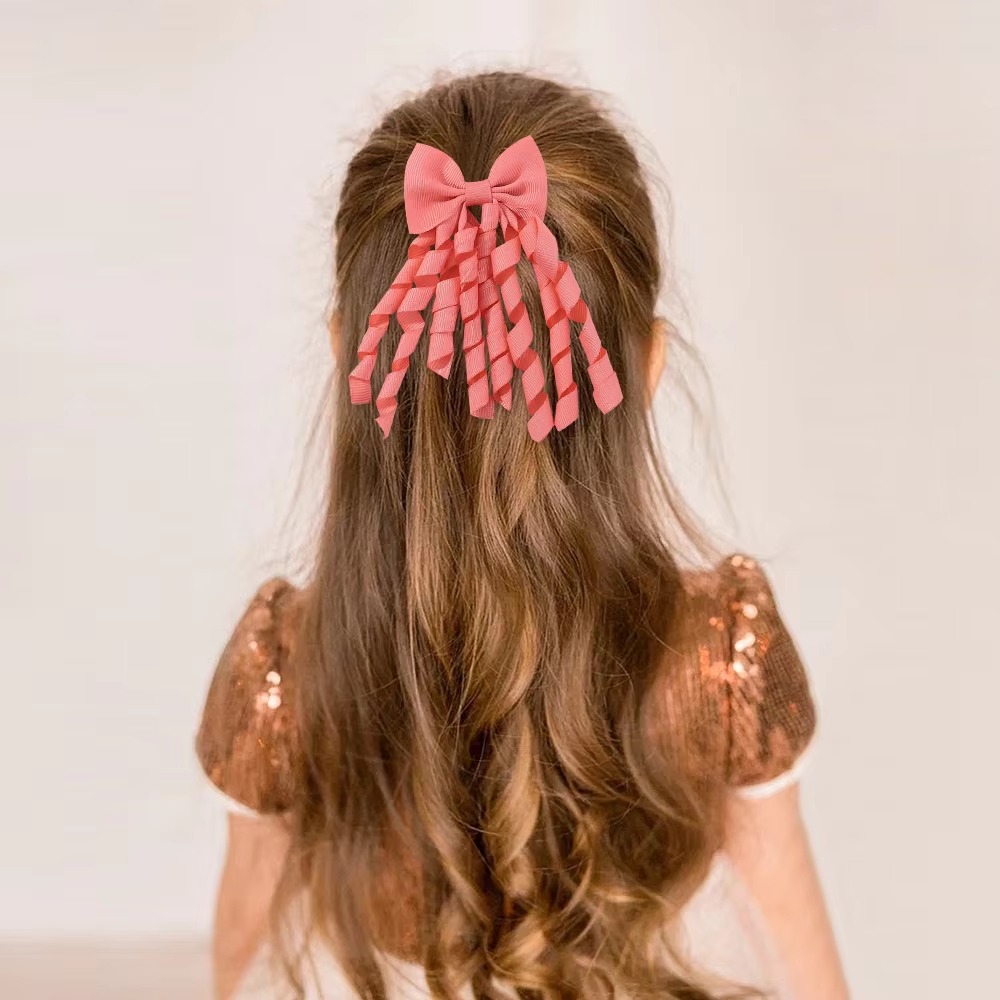 BABY BOWS Baby Meisjes Haarbanden Strikken 3 Inch Grosgrain Lint Krullend Korker Haarelastiekjes Elastische Kleurrijke Kinderen Haarband