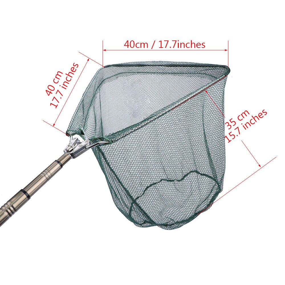 Goture Triangular Landing Net 40x40cm Foldable Fishing Net With Aluminum 3 Section Extending Pole Fishing Network