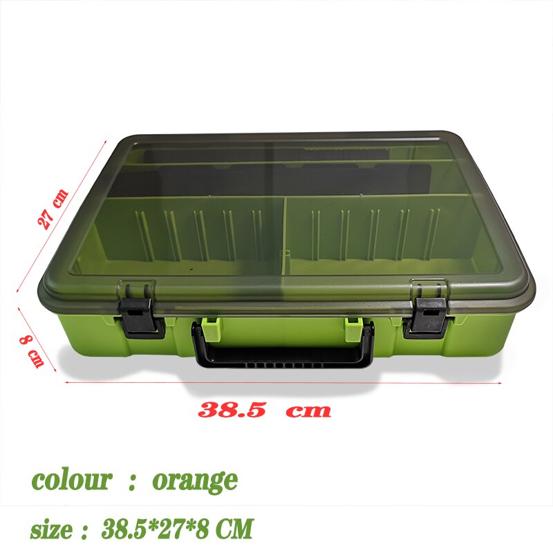 Multifunctional large-capacity fishing tackle box tool storage box single double-layer bait box portable fishing tackle storage: green d