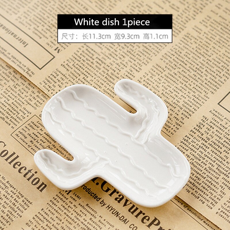 WHYOU – boîte à cure-dents en céramique, Cactus, porte-cure-dents, coton-tige, plat stockage de bonbons, fournitures de cuisine de Restaurant à domicile, décoration de bureau: white Dish 1piece
