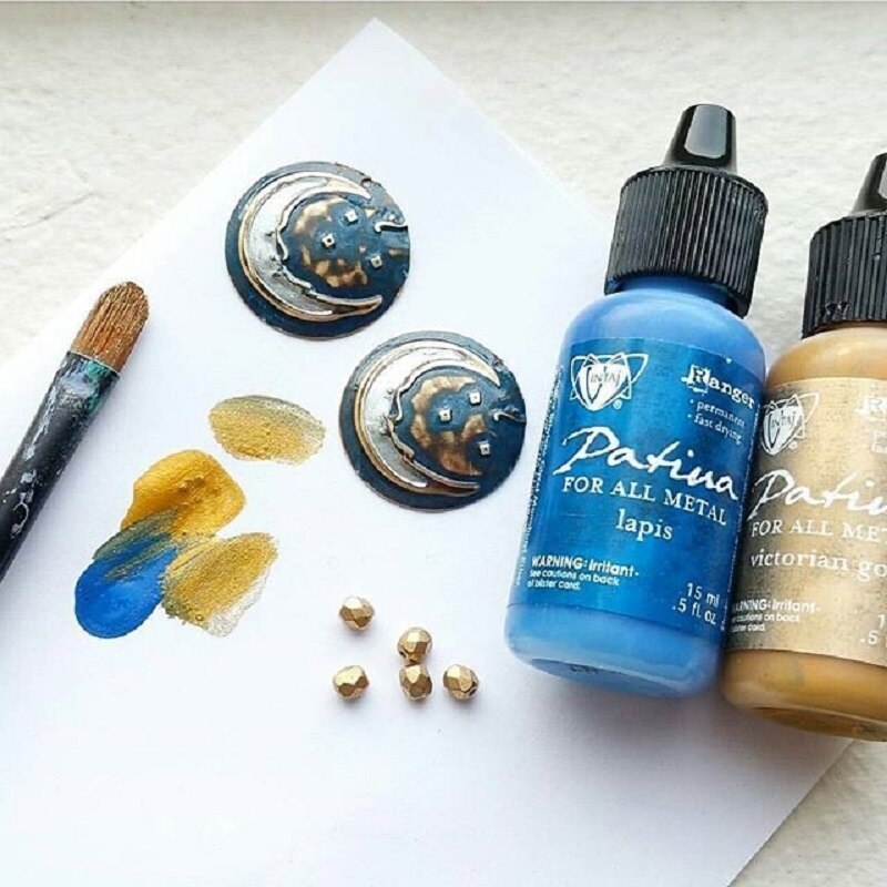 American Ranger VINTAJ PATINA Jewelry Handmade Old Pigment Metal Oxide Green Rust Effect Watercolor