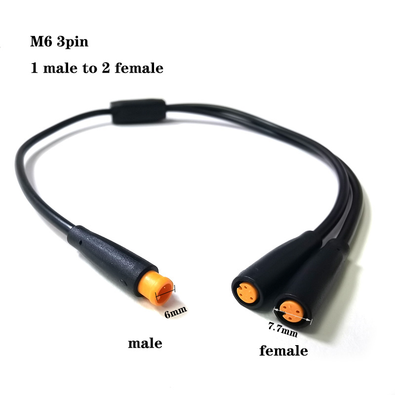6 mm M6 2 3 5 Stift 1 Stecker auf 2 Buchse Splitter Julet elektrisch Hintern Kabel Stecker für E-Fahrrad wasserdichtes Signalsensor-Kabel: dunkel Grau