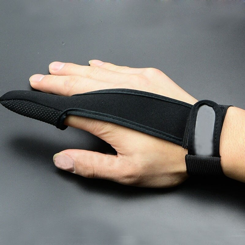 Guantes Protectores de línea de lanzamiento, caña de pescar, transpirable, antideslizante, un solo dedo: Black