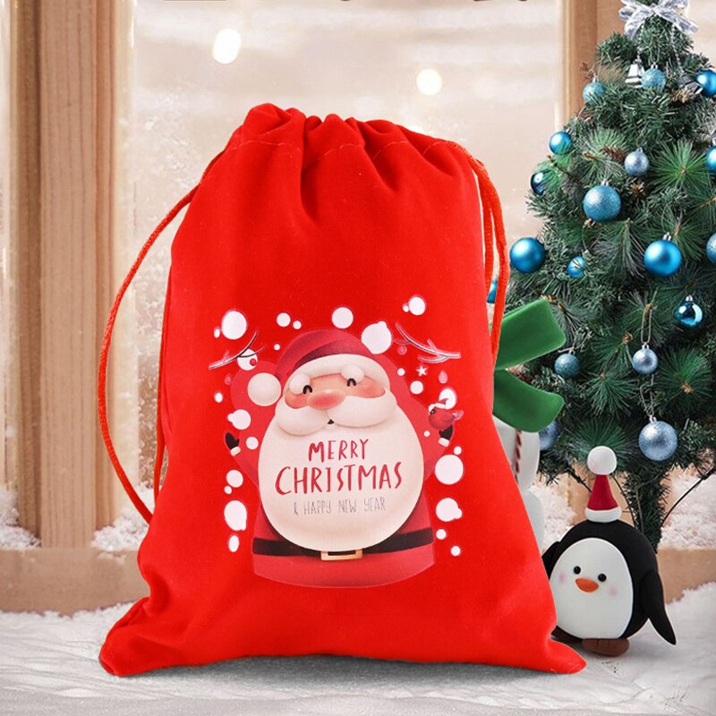 Kerst Fluwelen Pakket Tas Voor Sieraden Wedding Candy Christmas Pouch Met Trekkoord Baby Shower Supply Sieraden Tas
