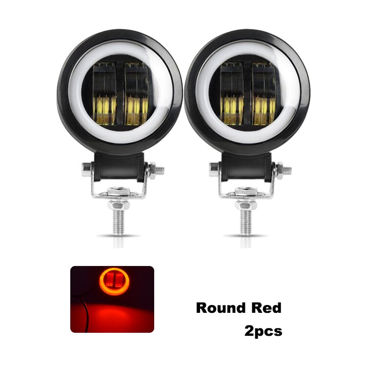 Anmingpu 2x 3 " 20w led enkeli silmät työvalopalkki maastoon 12v 24v kohdevalopalkki yövalopalkki kuorma-autoon 4 x 4 veneeseen mönkijään autoon sumuvalo: 2pc pyöreää punaista