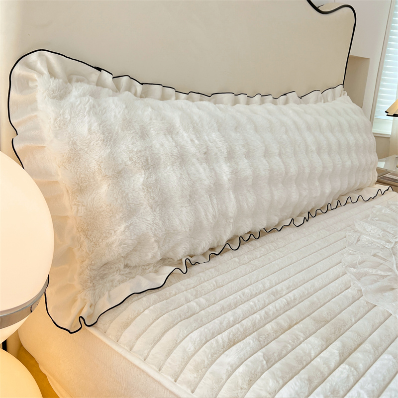 1pc kanten pluche lange kussensloop, lichte luxe verdikte paar dubbele kussensloop (zonder binnenkern), zacht en comfortabel: 470*1500mm / WIT