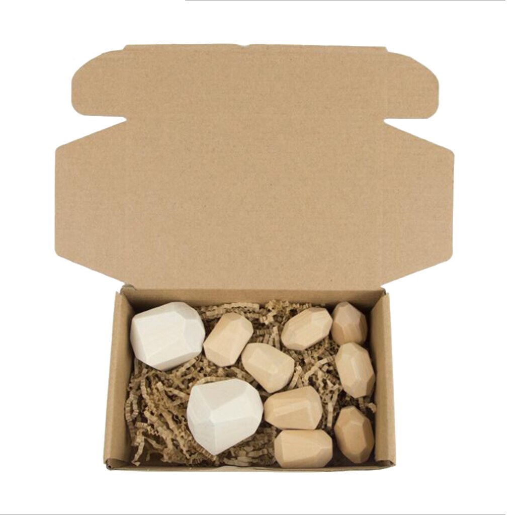 5/10/16pcs Wood Stacking Sorting Rainbow Rock Stones Blocks Fun Toys Home Decors: 10pcs woo color