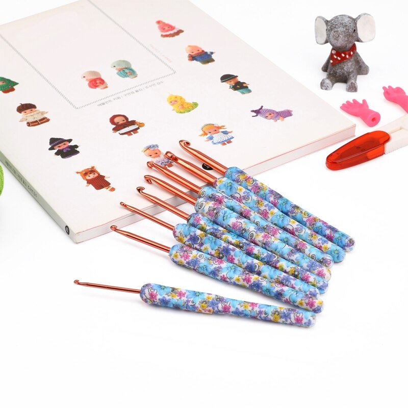 8pcs Crochet Hooks Set with Polymer Clay Handle DIY Craft Making Crochets Hook Accessories for Women Girls