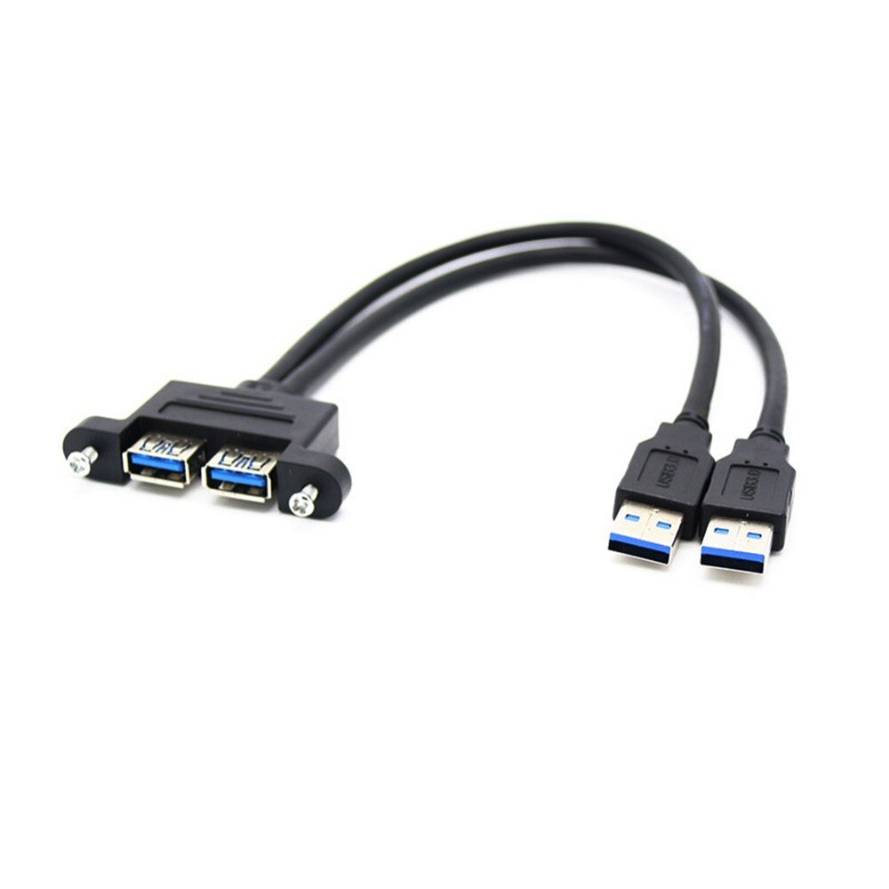 Dual USB 3.0 Male to Dual USB 3.0 Female USB 3.0 Extension Cable with Screw Panel Mount Male to Female M/F 0.5/1/1.5m