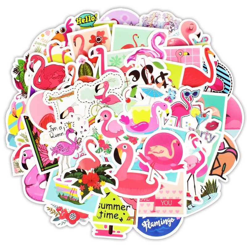 50pcs Flamingo cartoon roze meisje laptop sticker voor MacBook/HP/xiaomi Vinyl laptop stickers voor 12 13 14 15.4 17
