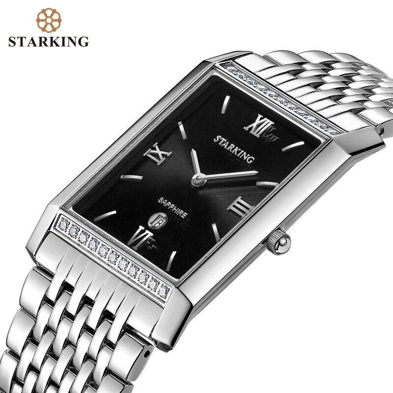 Starking heren quartz analoge horloges casual rechthoekige roestvrijstalen waterdichte horloges  bm0778
