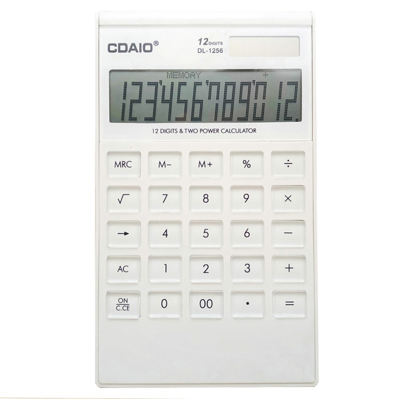 Calculadora de energía Solar , suministros de oficina, fuente de alimentación Dual, 12 dígitos, teclado transparente