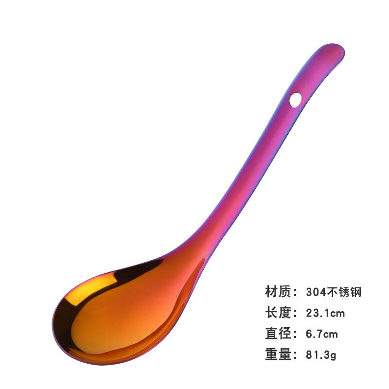 Cuchara de acero inoxidable 304 Multicolor, cuchara de servicio para arroz, Ramen asiático, sopa, 1 unidad: Magic 3