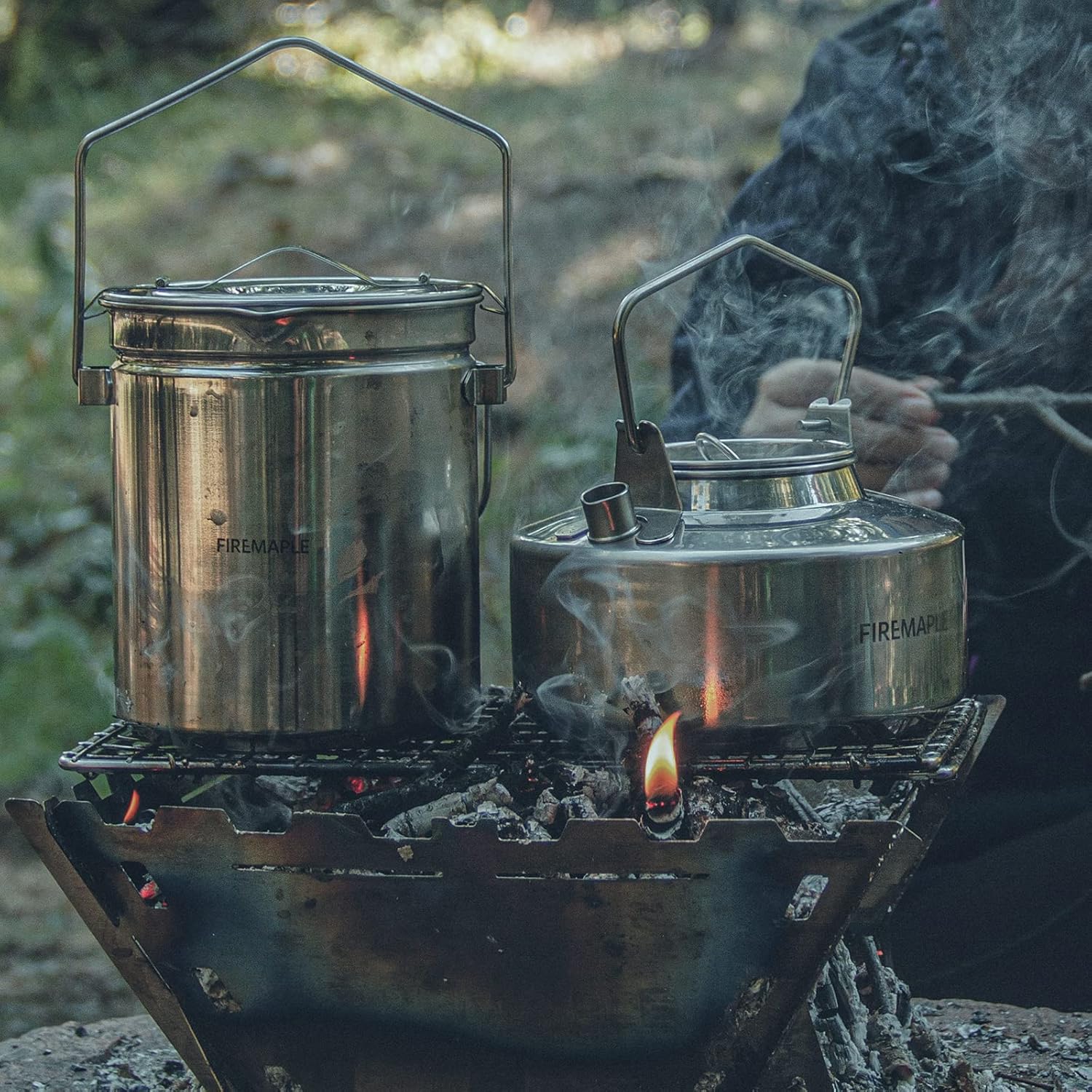 Brand-Maple 1.2L Rvs Steamer Pot Met Afsluitbare Deksel Antarcti Bushcraft Pot Wandelen Camping Vreugdevuur Pannenset