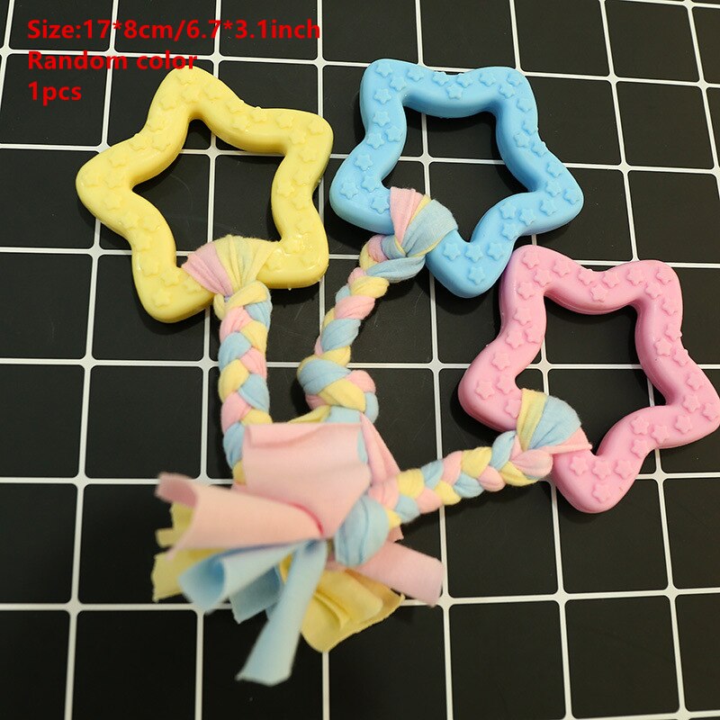 Juguete interactivo con nudo de cuerda para perro, mordedor de goma Natural, pentagrama duradero para entrenamiento de perros pequeños, mordedor, cepillo de dientes: 3