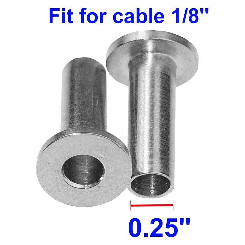 200 Pack T316 Stainless Steel Protector Sleeves for 1/8 inch Wire Rope Cable Railing, DIY Balustrade