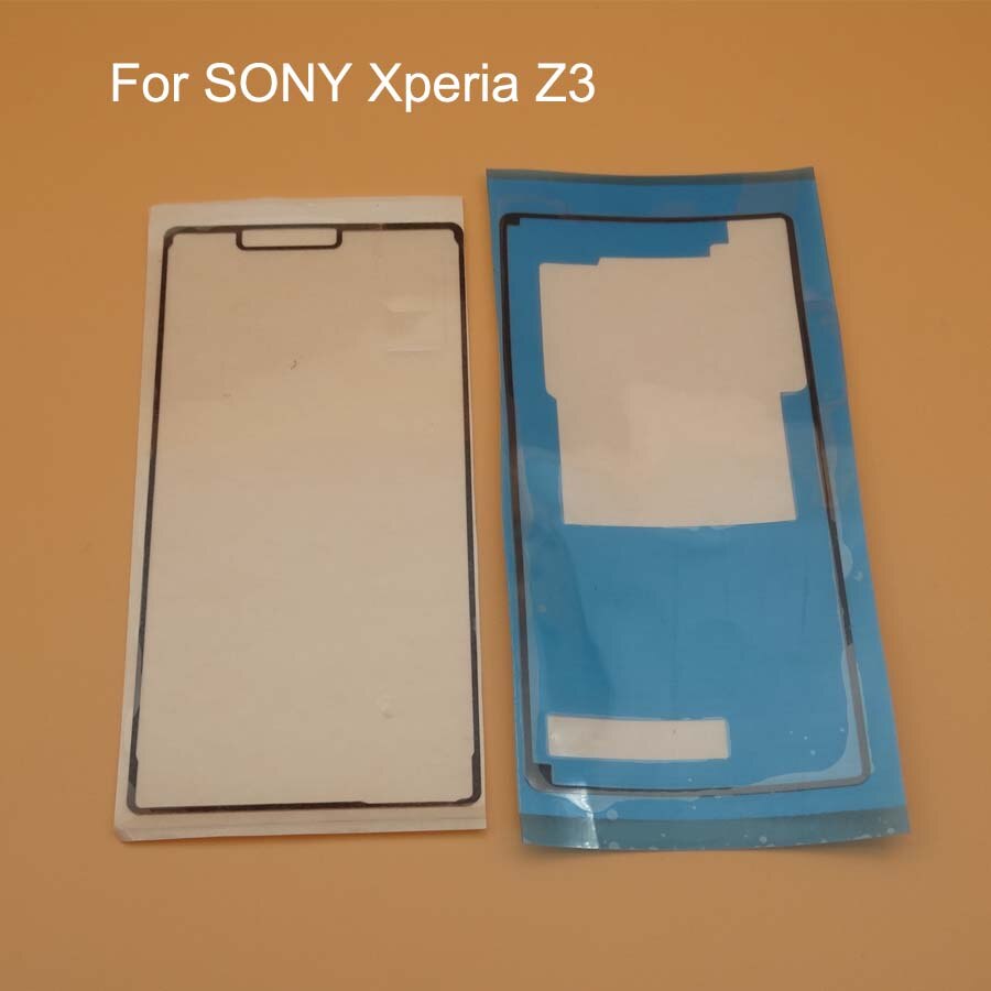 Cinta adhesiva impermeable para SONY Xperia Z3, D6603, D6653, D6633, pantalla frontal LCD + cubierta trasera, 1 juego = 2 uds.