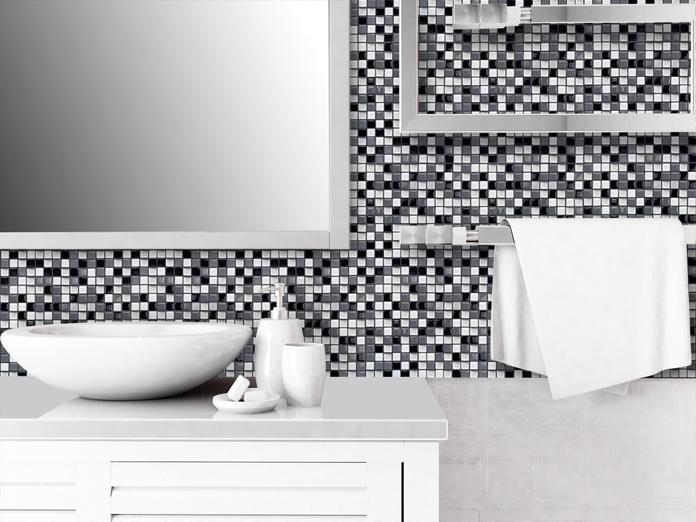 Factory Price Self Adhesive Wall Tiles Kitchen Backsplash Wallpaper Sqaure DIY Wall Sticker -1Sheet