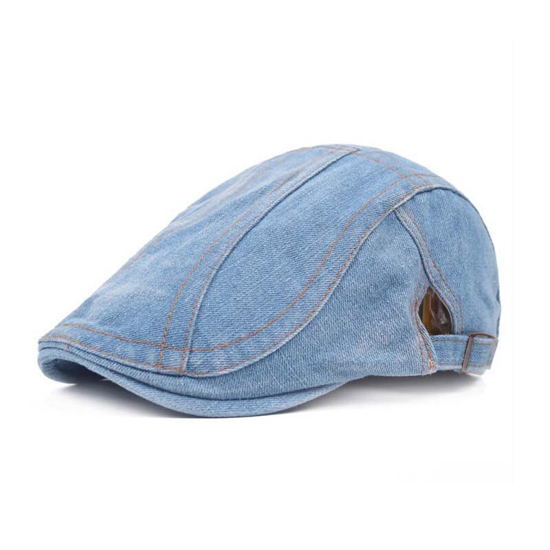 Denim Nähte Baskenmützen Herren Baskenmütze Kappen retro Lässige Baskenmützen Flache Kappe draussen Reise Freizeit Headwear Sommer Sonne Hüte