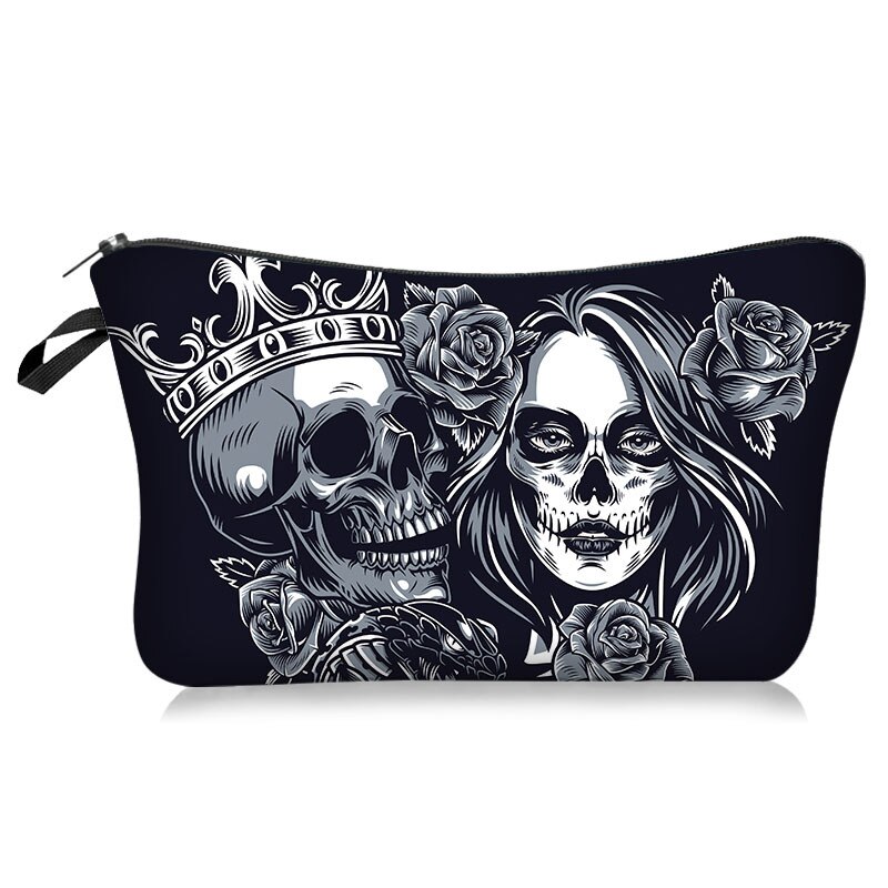 Fudeam Polyester Skull Print Patroon Vrouwen Waterdichte Cosmetische Tas Toilettas Opslag Organiseren Reizen Make-Up Tas Vrouwelijke Wassen Pouch: C